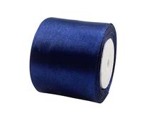 POPOYU Ruban Satin Bleu Royal Gros 75mmx23m Polyester pour Couture, Nœuds, Artisanat, Bouquet, Décoration de Mariage, Voitures, Anniversaire, Gâteau