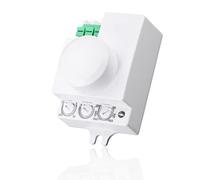 POPP® Electric Interrupteur de détection avec capteur réglable de mouvement par micro-ondes de surface IP20, max. 360° 2-18 m, temps 10 sec± 3 sec-12 min ± 1 min, hauteur (Pack 1 unité)