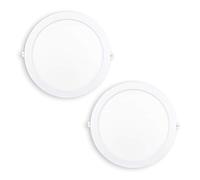 Popp® Lot de 2 plaques Downlight LED encastrables circulaires 18 W Lumière neutre 4 000 K 1 620 lm Coupe de plafond Ø205 mm pour cuisine, couloirs, domoteurs, salon (18 W 4000 K)
