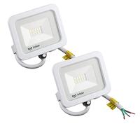 Popp® Lot de 2 projecteurs LED d'extérieur blancs 10 W Lumière blanche 6000 K 85 LM/W Imperméable IP65 Résistant à l'eau Spot LED pour extérieur cours, jardins, terrasses, champs (10 W, 6 000 K 2