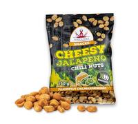Poppamies Cacahuètes au piment jalapeño et fromage - Les noix épicées sont un excellent choix pour grignoter - Sans gluten - Piquant : Moyen - 150g