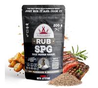 Poppamies Le Légendaire Steak SPG BBQ Rub - Mélange d'Assaisonnement 100% Naturel au Sel, Poivre Noir & Ail - Convient à Tout Type d'Aliment, Particulièrement aux Steaks et Légumes - Grand Format 200g