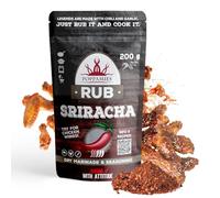 Poppamies Sriracha BBQ Rub - Assaisonnement BBQ 100% Naturel - Marinade Sèche & Épices. Spécialement adapté pour le poulet, les fruits de mer, les légumes et la viande fumée - Grand Format (200g)