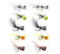 Popper Fly Fishing Bait Corps en mousse, queue de plume | Insectes artificiels légers pour la pêche du lac, schémas de croquis vibrants induisant des attaques de prédateurs, ensemble compact pour les