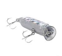 Popper Leurres de pêche 7 cm 10 g Appât artificiel dur avec yeux 3D Glow Body Topwater Wobblers pour bar, brochet, truite, eau douce et salée, cinq couleurs disponibles (Bleu clair)
