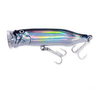 Popper Leurres de pêche 7 cm 10 g Appât artificiel dur avec yeux 3D Glow Body Topwater Wobblers pour bar, brochet, truite, eau douce et salée, cinq couleurs disponibles (argenté)