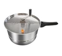 Poppers, machine à pop-corn à agitation manuelle, plaque de cuisson antiadhésive en acier inoxydable, casserole avec poignée et couvercle en caoutchouc d'isolation thermique