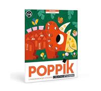 POPPIK 1841160 - Poster panoramique Dinosaure avec 520 Autocollants - Kit d'autocollants pour Bricolage - pour Enfants à partir de 3 Ans - 140 x 25 cm