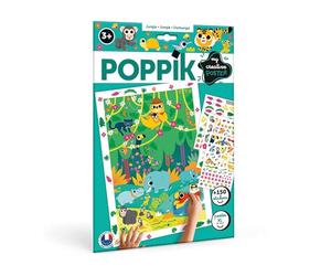 POPPIK 1841203 - Jungle - Poster créatif avec animaux amovibles - Kit d'autocollants pour enfants à partir de 3 ans - 46 x 68 cm