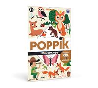 Poppik 1841224 - poster autocollant éducatif interactif avec autocollants - poster d'animaux multilingues pour enfants à partir de 3 ans - 68 x 100 cm - blanc