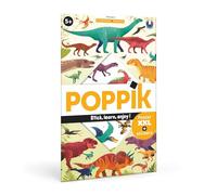 poppik Poster EDUCATIF Stickers Dinosaures - Puzzle Enfant Créatif Décoratif à Gommettes Autocollantes Repositionnables - Cadeau Coloriage Enfant Géant, Jeu Enfant 32 Stickers - 5 à 12 Ans