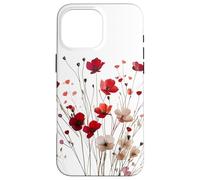 Poppis Bouquet de Fleurs Rouges et Blanches Motif Floral Coque pour iPhone 16 Pro Max