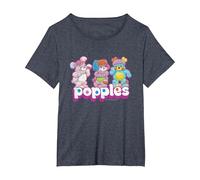 Popples Trio Pop T-Shirt, Femme Grandes Tailles, Bleu Chiné, 5X