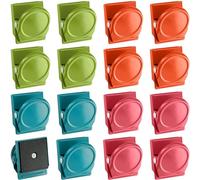 Poppstar 16x Clips Magnétiques (pince aimantée carrées avec force d’adhérence de 0,5 kg, 3,5x3,0x2,3 cm), Colorés
