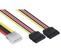 POPPSTAR 1x 10 cm Adaptateur d'alimentation Sata 3 Câble en Y (répartiteur de câble d'alimentation - 1x 4-pin Molex mâle vers 2X 15-pin Sata Femelle)
