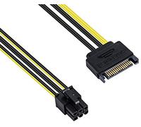 POPPSTAR 1x Adaptateur câble d'alimentation PCI-Express pour carte graphiques(2x connecteur alimenrtation Sata 15 broches femelle vers PCIe 6 broches mâle), 20 Cm