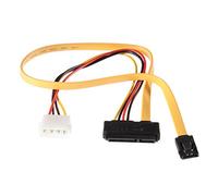 POPPSTAR 1x Sata 3 HDD SSD Dualkabel (jusqu'à 6 GBit/s), câble en Y adaptateur d'alimentation - câble de données (50cm) et câble d'alimentation (15cm), jaune