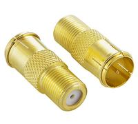 POPPSTAR 2x Adaptateur d'antenne, Quick-plug, (Connecteur rapide coaxial : prise F vers fiche F) Coupleur pour câble coaxial - câble d'antenne Satellite et TV, dorés