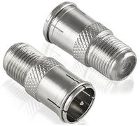 Poppstar 2X Adaptateur d'antenne, Quick-Plug, (Connecteur Rapide coaxial : Prise F vers fiche F) Coupleur pour câble coaxial - câble d'antenne Satellite et TV, Argent