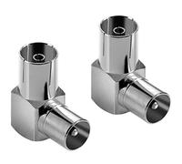 POPPSTAR 2x Adaptateur d'antenne tv pour angle (coudé à 90 degrés) (fiche d'antenne IEC vers prise d'antenne) Fiche tv coudée pour les connexions d'antenne, radio, TV, Satellite, Argent