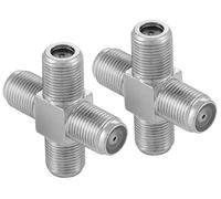 POPPSTAR 2x adaptateur répartiteur croisé (4x Prise femelle) pour câble coaxial de TV et satellite, câble d'antenne, câble coaxial, câble d'antenne, argent