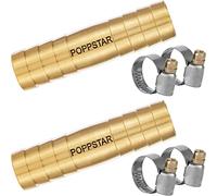 Poppstar 2x Raccord de Tuyau en Laiton 1/2 pouce Set avec 4 Colliers de Serrage Inox pour Tuyau d’arrosage 1/2" (12,7 mm)