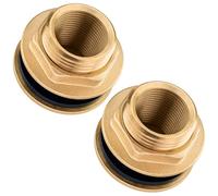 Poppstar 2x Raccord pour Citerne d'eau, 3 Pièces, passage de tonneau 3/4 pouce (24 mm) filetage intérieur, laiton, joint inclus
