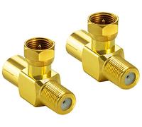 POPPSTAR 2x Sat TV Coax Adaptateur Pièce en T distributeur (F mâle sur IEC prise d'antenne et F femelle), plaqué or
