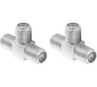 Poppstar 2x Sat TV Répartiteur antenne tv coaxial en forme de T (3x prise femelle F) Doubleur de câble d'antenne TV, Adaptateur pour câble coaxial, double prise antenne satellite, argent