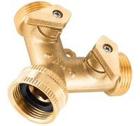 Poppstar 3/4 pouces Répartiteur (Laiton) pour Robinet, Lave-linge, Cuisine & Jardin (2 vannes d’arrêt individuellement fermables)