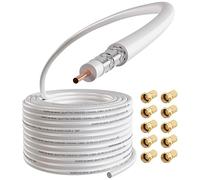 POPPSTAR 30m câble coaxia (RG6, diamètre 7,3mm, gaine PVC transparente, conducteur interne CCS), avec connecteurs F