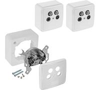 Poppstar 3X Prise d'antenne à 4 Trous, Prise d'antenne pour Satellite, câble de télévision et terrestre (Surface - Flush approprié), Quatre Sorties