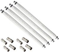 POPPSTAR 4x Câble plat passe-fenêtre SAT 31,5 cm, blanc, 8 connecteurs F (4 mâles, 4 femelles)