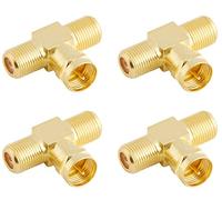 Poppstar 4x Distributeurs coaxials en T pour TV SAT (2x prise femelle F à 1x prise mâle F), contacts plaqués or