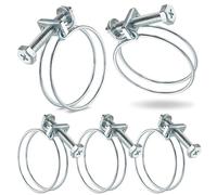 Poppstar 5 Pièces Collier de Serrage Double Fil W1 en Acier Galvanisé, Plage de Serrage 40-45mm, Diamètre Fil 2 mm