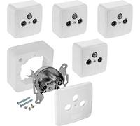 Poppstar 5X Prise d'antenne à 3 Trous, Prise d'antenne pour Satellite, câble de télévision et terrestre (Surface - Flush approprié), Trois Sorties