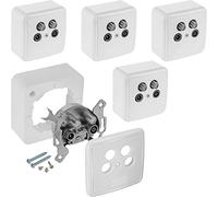 Poppstar 5X Prise d'antenne à 4 Trous, Prise d'antenne pour Satellite, câble de télévision et terrestre (Surface - Flush approprié), Quatre Sorties