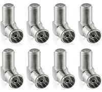 POPPSTAR 8x Adaptateur coaxial SAT/TV coudé 90° (F femelle vers embase IEC), connecteur coudé pour câble coaxial, argent