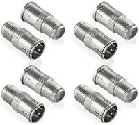 Poppstar 8x Adaptateur d'antenne, Quick-plug, (Connecteur rapide coaxial: prise F vers fiche F) Coupleur pour câble coaxial - câble d'antenne Satellite et TV, Argent