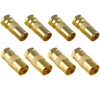 POPPSTAR 8x SAT Adaptateur d'antenne coaxiale (4x F-fiche sur IEC-fiche d'antenne, 4x sur prise d'antenne), couplage coaxial pour câble coaxial - câble d'antenne, doré