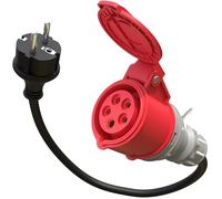 Poppstar Adaptateur CEE 45 cm IP44 comme Accessoire Voiture électrique (fiche Schuko : Type E+F/Prise CEE Femelle 16A, 5 Broches), H07RN-F 3G2.5
