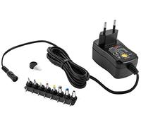 Poppstar Adaptateur Secteur Universel AC DC 3/4.5/5/6/7.5/9/12 V 1A (1000mA), avec Chargeur 8 Multi Embout (5.5x2.5/5.5x2.1/5.5x1.5/4.0x1.7/3.5x1.35/2.35x0.7 et Mono 2.5/3.5), 150cm