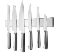 Poppstar Barre Magnétique en Acier Inoxydable pour Couteaux 40cm avec Aimant Extra Fort, Argenté, Autocollant