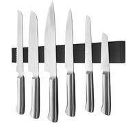 Poppstar Barre Magnétique en Acier Inoxydable pour Couteaux 40cm avec Aimant Extra Fort, Noir, Autocollant