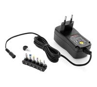 Poppstar - Bloc d'alimentation universel (9V 12V 13,5V 15V 18V 20V 24V - 1A (1000mA), avec 6 embouts (5,5x2,5, 5,5x2,1, 4,0x1,7,...