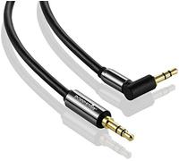 POPPSTAR Câble audio stéréo 0,5m (3,5mm droit à 90°, plaqué or), câble haut-parleur pour casque, smartphone, lecteur MP3, autoradio, noir