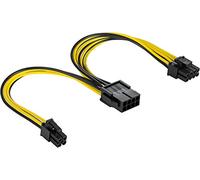 POPPSTAR Câble rallonge pour CPU 8-pin vers 8 (6+2) +4-pin (longueur 20 cm) Câble d'extension et pour alimentation ATX 12V / EPS 12V