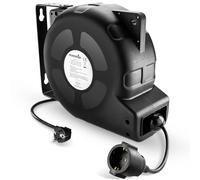 Poppstar Enrouleur de câble électrique automatique 20m + 2m (max. 3000W) Tambour de câble automatique auto-enroulant IP20 avec interrupteur thermique