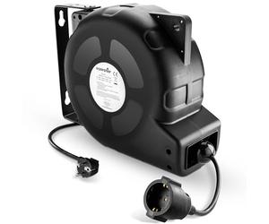Poppstar Enrouleur de câble électrique automatique 20m + 2m (max. 3000W) Tambour de câble automatique auto-enroulant IP20 avec interrupteur thermique