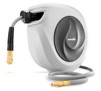 Poppstar Enrouleur de Tuyau d'Air Comprimé (15m + 1,1m, diamètre 3/8" (9,2x14mm)), Raccord 1/4" BSPT, avec Tuyau Hybride en PVC